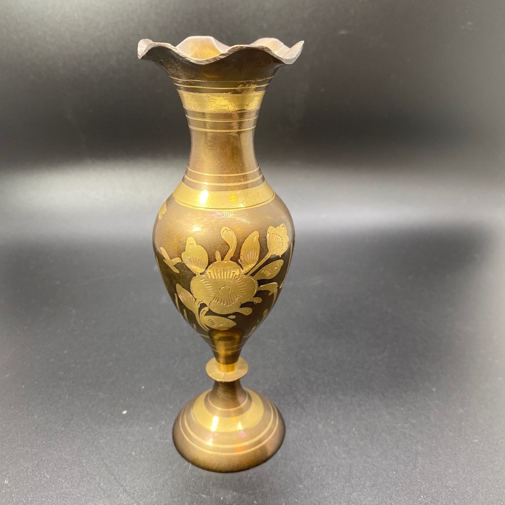 Elephant flower‎ brass vase 6" rainbow made in india #248